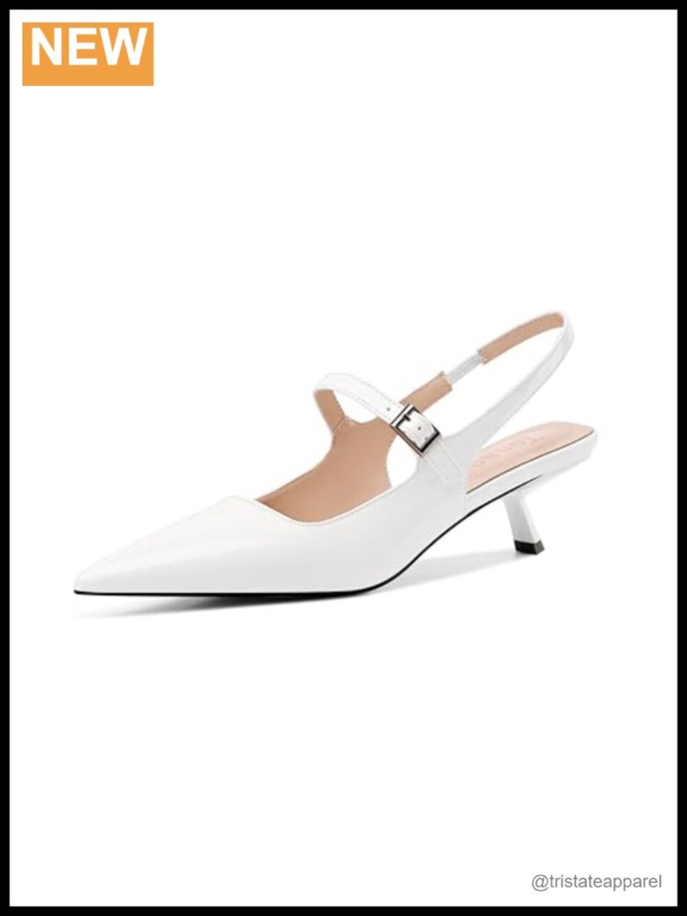 Kitten Heels Closed Pointed Toe Elastic Slingback Pumps for Wedding